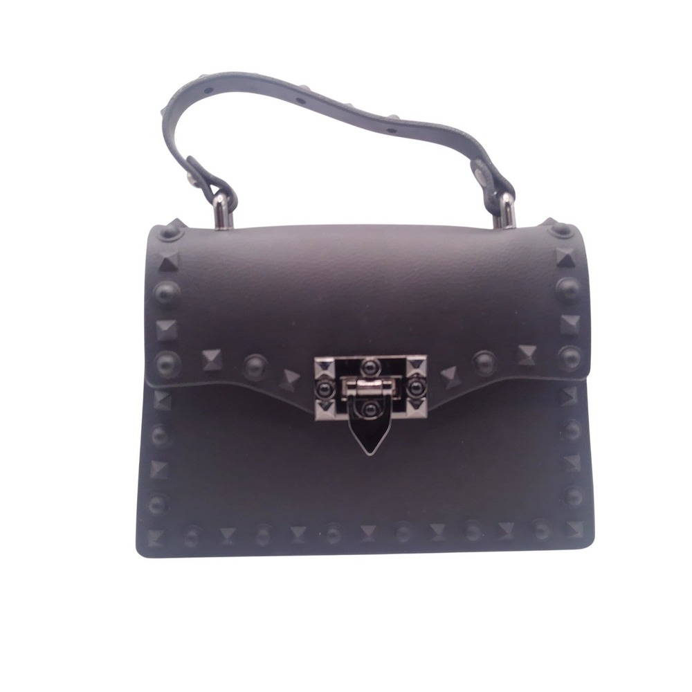 Unbranded Black Studded PVC Handbag Matte Top Handle Satchel Bag